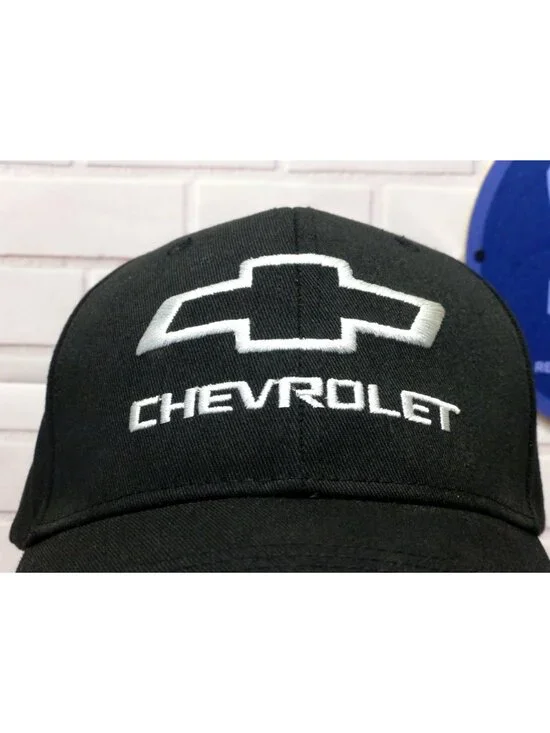 Chevrolet Embroidered Bow Tie Logo Black Adjustable Baseball Cap - Picture 2 of 10
